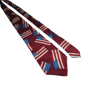 Vintage Executive Of Boston American Flag Design Silk Neck Tie Patriotic Holiday